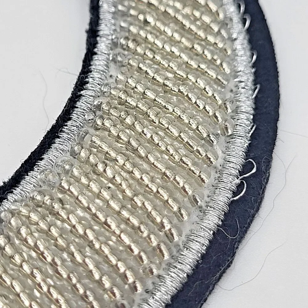 Beaded Moon Applique Sew On 4.5in long